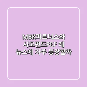MBK파트너스와 사모펀드(PEF), 왜 뉴스에 자주 등장할까?