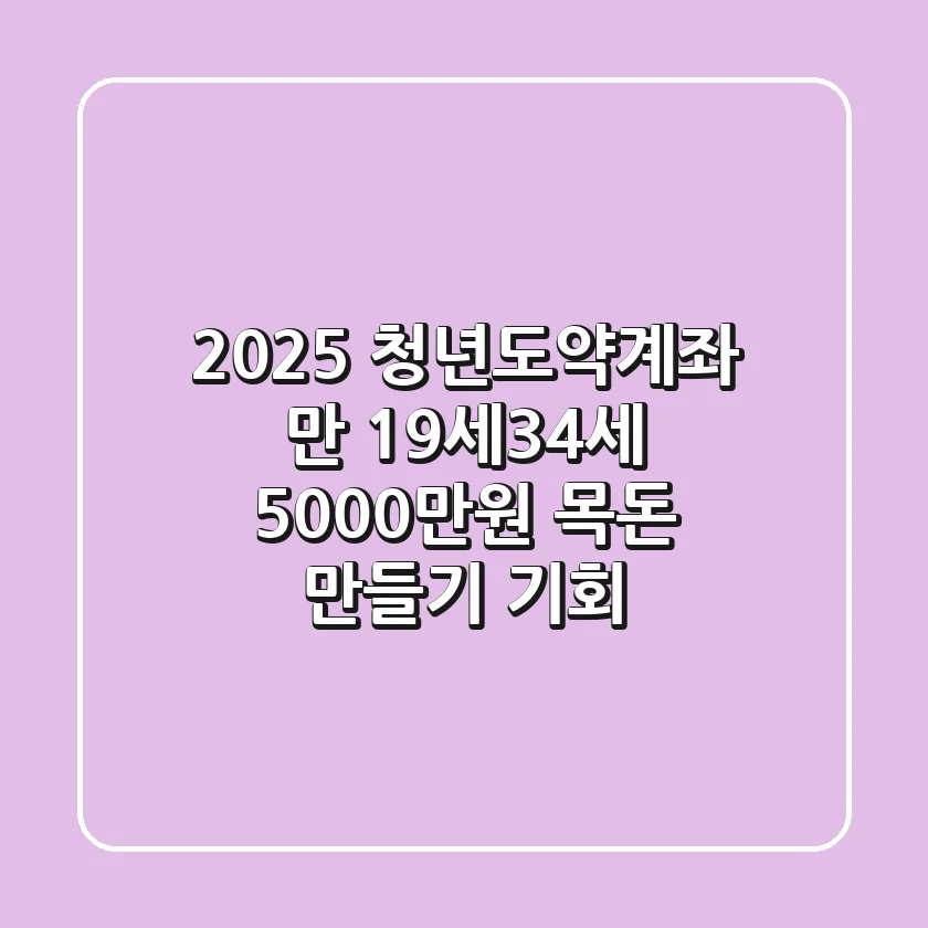 2025 청년도약계좌: 만 19세~34세, 5,000만원 목돈 만들기 기회!