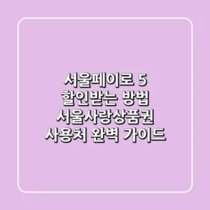 서울페이+로 5% 할인받는 방법 & 서울사랑상품권 사용처 완벽 가이드