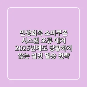 민생회복 소비쿠폰 시스템 오류 대처: 2025년에도 당황하지 않는 실전 필승 전략