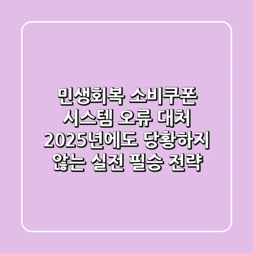 민생회복 소비쿠폰 시스템 오류 대처: 2025년에도 당황하지 않는 실전 필승 전략