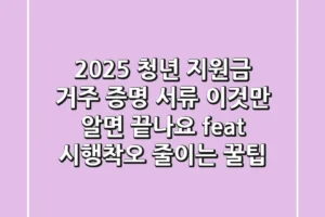2025 청년 지원금 거주 증명 서류, 이것만 알면 끝나요! (feat. 시행착오 줄이는 꿀팁)