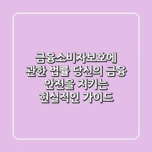 금융소비자보호에 관한 법률, 당신의 금융 안전을 지키는 현실적인 가이드