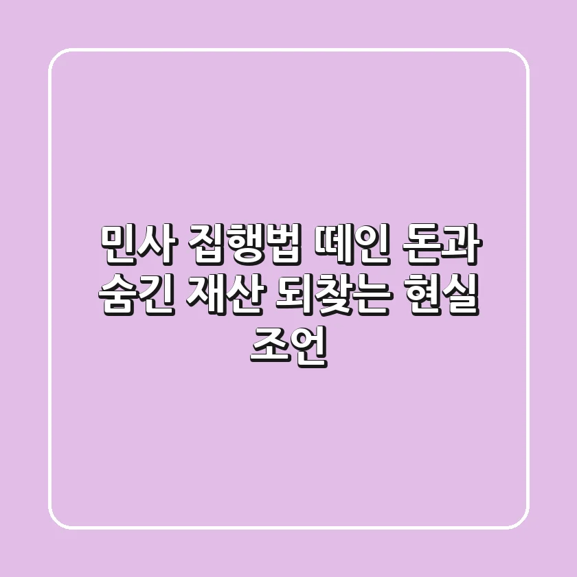 민사 집행법, 떼인 돈과 숨긴 재산 되찾는 현실 조언
