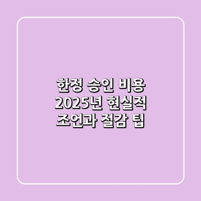 한정 승인 비용, 2025년 현실적 조언과 절감 팁