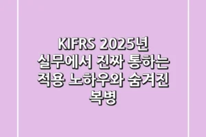 K-IFRS, 2025년 실무에서 진짜 통하는 적용 노하우와 숨겨진 복병