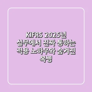 K-IFRS, 2025년 실무에서 진짜 통하는 적용 노하우와 숨겨진 복병