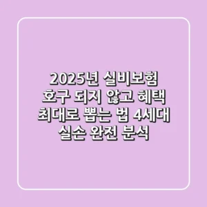2025년 실비보험, 호구 되지 않고 혜택 최대로 뽑는 법 (4세대 실손 완전 분석)