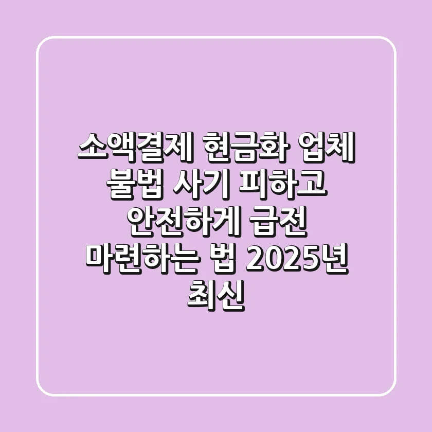 소액결제 현금화 업체? 불법 사기 피하고 안전하게 급전 마련하는 법 (2025년 최신)