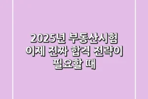 2025년 부동산시험, 이제 ‘진짜’ 합격 전략이 필요할 때