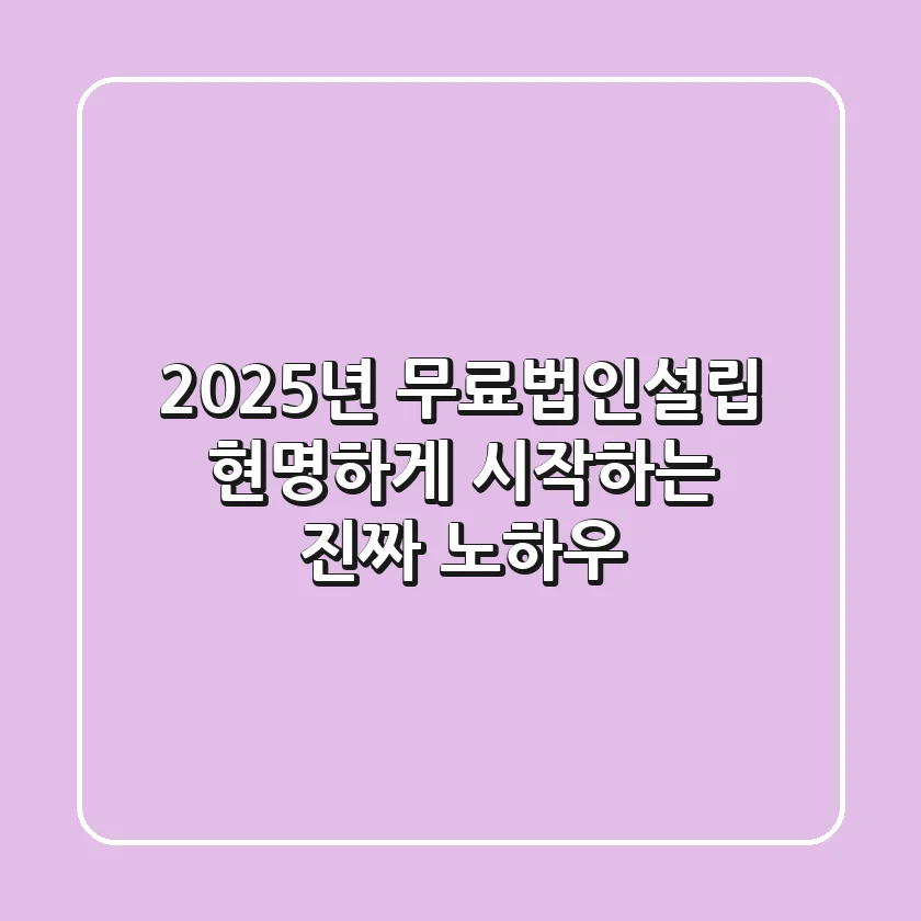 2025년 무료법인설립, 현명하게 시작하는 진짜 노하우