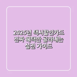 2025년 택시할인카드, 진짜 혜택만 골라내는 실전 가이드