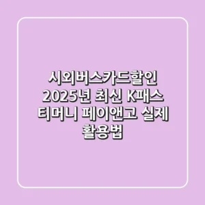 시외버스카드할인 2025년 최신! K패스, 티머니 페이앤고 실제 활용법