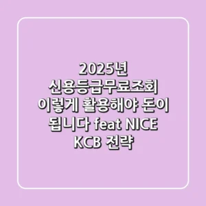 2025년 신용등급무료조회, 이렇게 활용해야 돈이 됩니다! (feat. NICE KCB 전략)