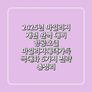 "2025년 마일리지 개편 완벽 대비", 항공·호텔 마일리지혜택가득 극대화 5가지 전략 총정리