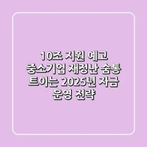 "10조 지원 예고", 중소기업 재정난 '숨통 트이는' 2025년 자금 운영 전략