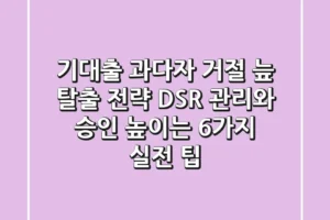 기대출 과다자 “거절 늪” 탈출 전략, DSR 관리와 승인 높이는 6가지 실전 팁