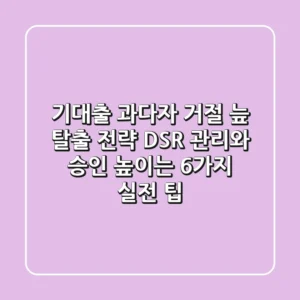 기대출 과다자 "거절 늪" 탈출 전략, DSR 관리와 승인 높이는 6가지 실전 팁