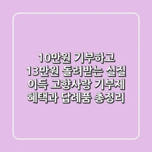 "10만원 기부하고 13만원 돌려받는 실질 이득", 고향사랑 기부제 혜택과 답례품 총정리