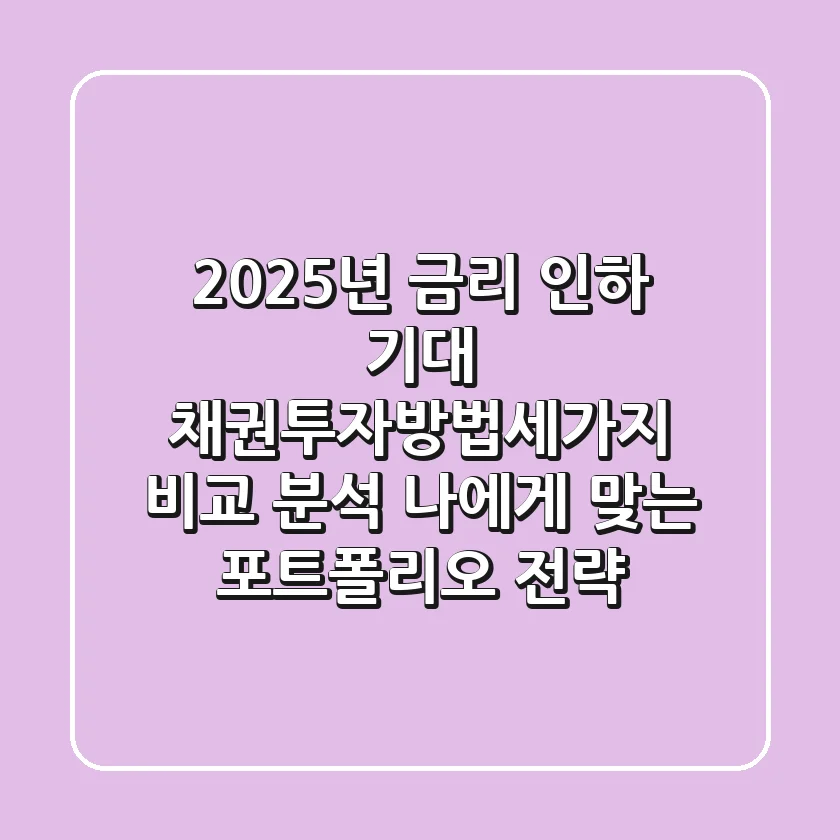 "2025년 금리 인하 기대", 채권투자방법세가지 비교 분석, 나에게 맞는 포트폴리오 전략