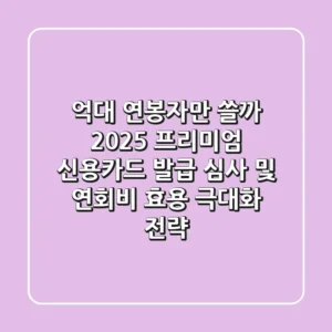 “억대 연봉자만 쓸까?” 2025 프리미엄 신용카드 발급 심사 및 연회비 효용 극대화 전략