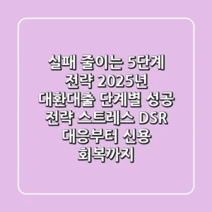 "실패 줄이는 5단계 전략", 2025년 대환대출 단계별 성공 전략: 스트레스 DSR 대응부터 신용 회복까지