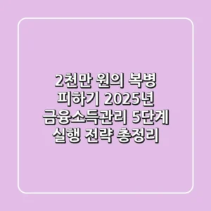 "2천만 원의 복병 피하기", 2025년 금융소득관리 5단계 실행 전략 총정리