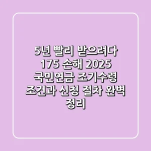 "5년 빨리 받으려다 17.5% 손해?", 2025 국민연금 조기수령 조건과 신청 절차 완벽 정리