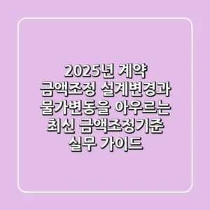 "2025년 계약 금액조정", 설계변경과 물가변동을 아우르는 최신 금액조정기준 실무 가이드
