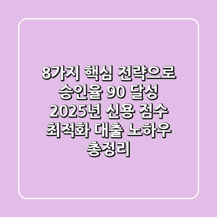 "8가지 핵심 전략으로 승인율 90% 달성", 2025년 신용 점수 최적화 대출 노하우 총정리
