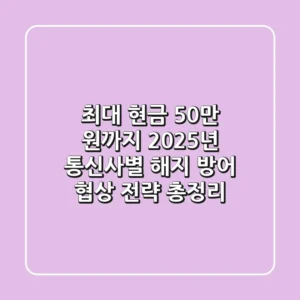 "최대 현금 50만 원까지", 2025년 통신사별 해지 방어 협상 전략 총정리