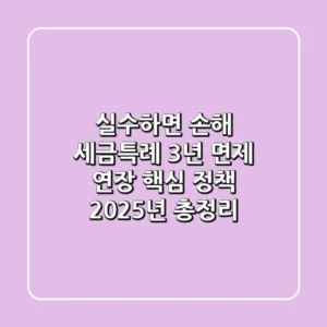 "실수하면 손해?", 세금·특례 '3년 면제 연장' 핵심 정책 2025년 총정리
