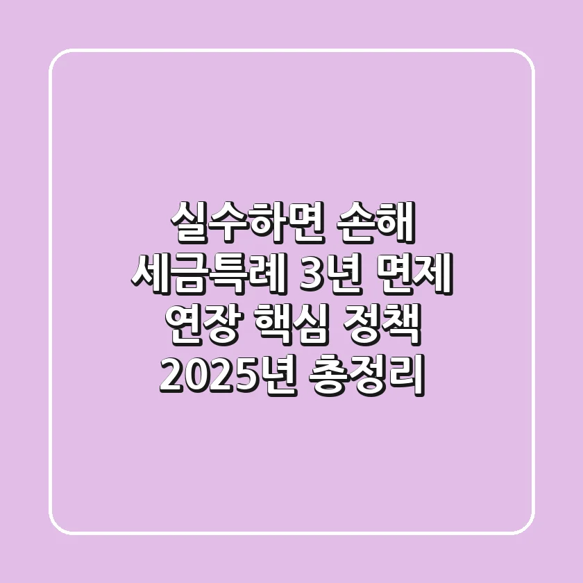 "실수하면 손해?", 세금·특례 '3년 면제 연장' 핵심 정책 2025년 총정리