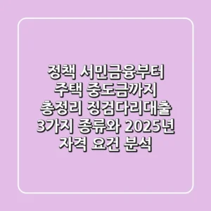 "정책 서민금융부터 주택 중도금까지 총정리", 징검다리대출 3가지 종류와 2025년 자격 요건 분석