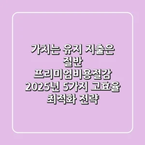 "가치는 유지, 지출은 절반" 프리미엄비용절감, 2025년 5가지 고효율 최적화 전략