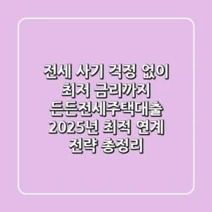 "전세 사기 걱정 없이 최저 금리까지!", 든든전세주택대출 2025년 최적 연계 전략 총정리