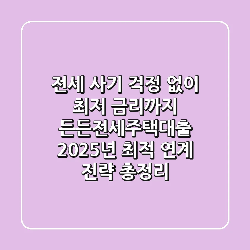 "전세 사기 걱정 없이 최저 금리까지!", 든든전세주택대출 2025년 최적 연계 전략 총정리