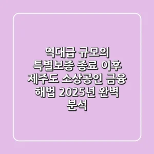 "역대급 규모의 특별보증 종료 이후", 제주도 소상공인 금융 해법 2025년 완벽 분석