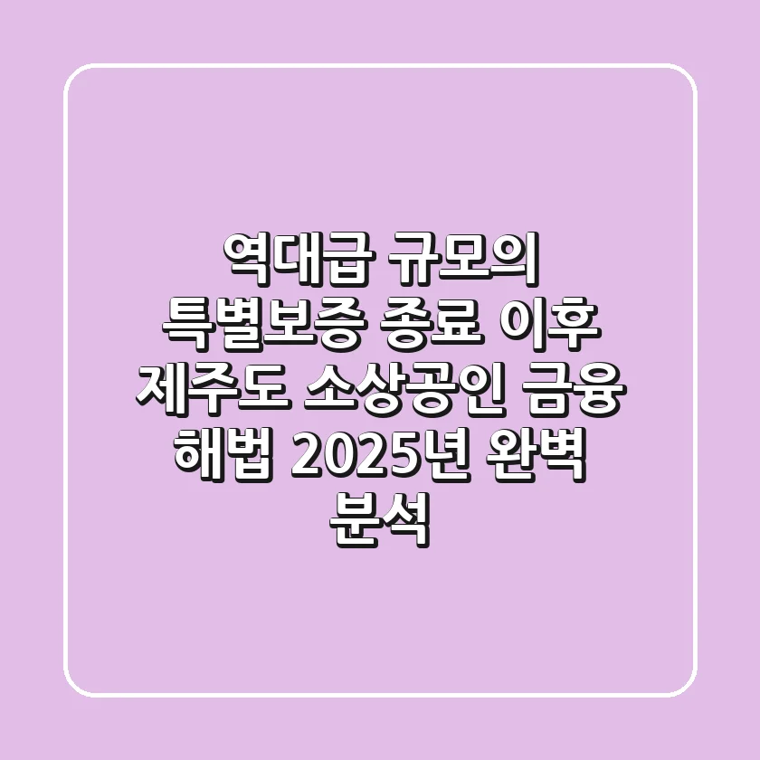 "역대급 규모의 특별보증 종료 이후", 제주도 소상공인 금융 해법 2025년 완벽 분석