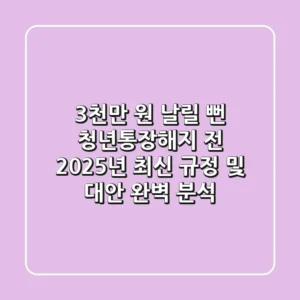 "3천만 원 날릴 뻔", 청년통장해지 전 2025년 최신 규정 및 대안 완벽 분석