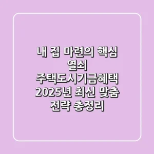 "내 집 마련의 핵심 열쇠", 주택도시기금혜택 2025년 최신 맞춤 전략 총정리
