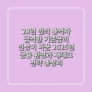 "28년 만의 충격파", 급격한 기준금리 인상이 바꾼 2025년 금융 환경과 재테크 전략 총정리
