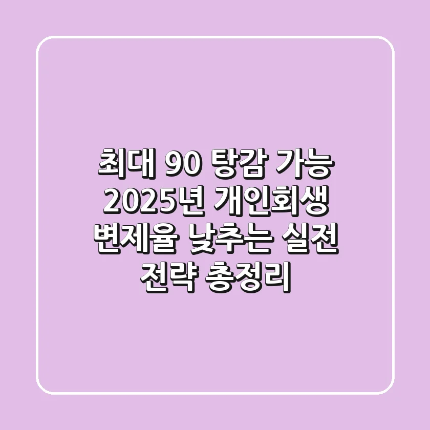 "최대 90% 탕감 가능", 2025년 개인회생 변제율 낮추는 실전 전략 총정리