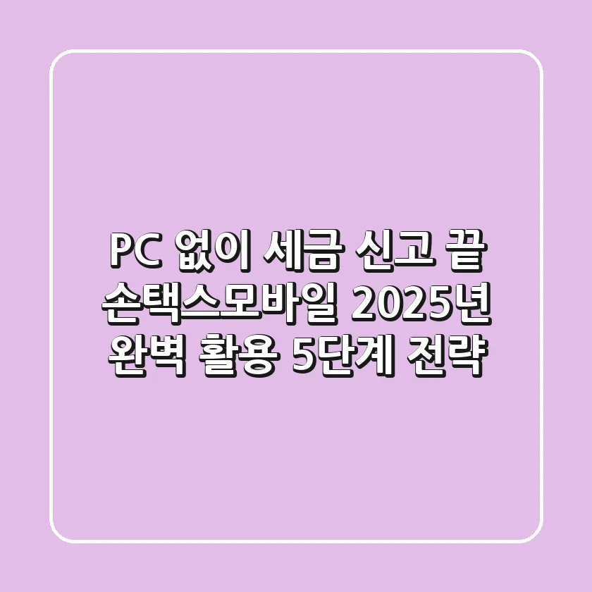 "PC 없이 세금 신고 끝", 손택스모바일 2025년 완벽 활용 5단계 전략