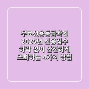"무료신용등급확인", 2025년 신용점수 하락 없이 안전하게 조회하는 4가지 방법