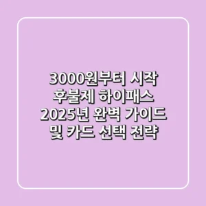 "3,000원부터 시작", 후불제 하이패스 2025년 완벽 가이드 및 카드 선택 전략