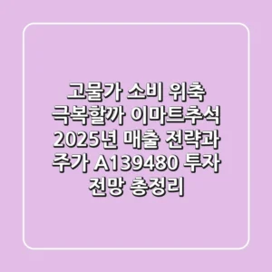 "고물가 소비 위축 극복할까?", 이마트추석 2025년 매출 전략과 주가 A139480 투자 전망 총정리