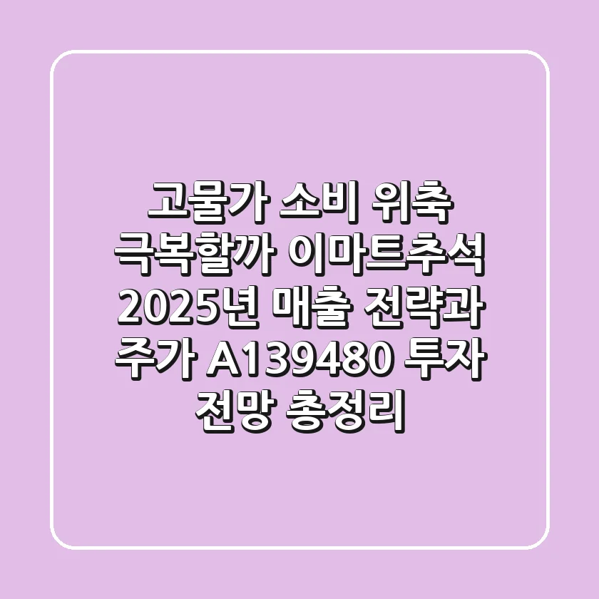 "고물가 소비 위축 극복할까?", 이마트추석 2025년 매출 전략과 주가 A139480 투자 전망 총정리
