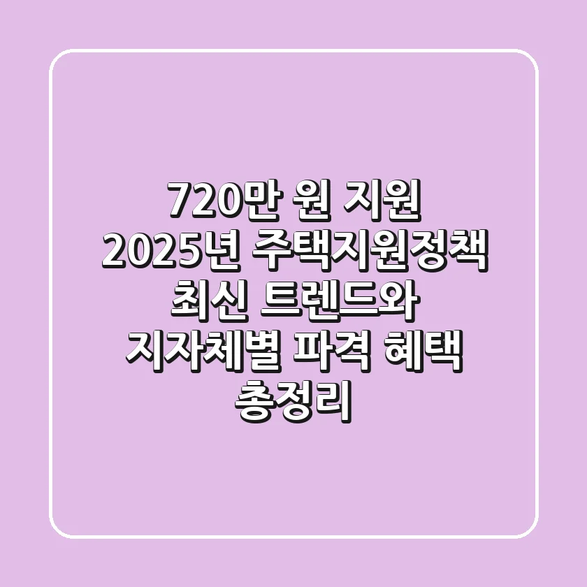 "720만 원 지원?", 2025년 주택지원정책 최신 트렌드와 지자체별 파격 혜택 총정리