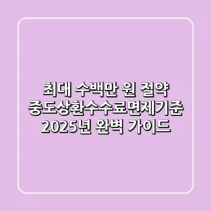 "최대 수백만 원 절약", 중도상환수수료면제기준 2025년 완벽 가이드